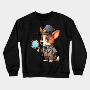 Cute Detective Dog with Magnifying Glass Crewneck Sweatshirt